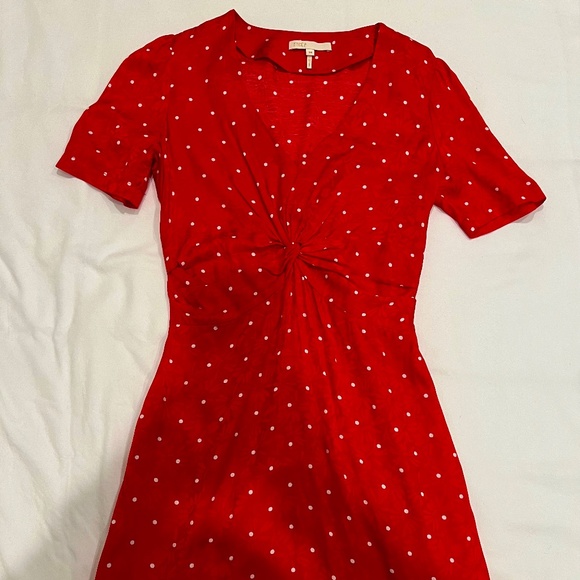 Maje Ripia Twist-front Polka-dot Floral-jacquard Mini Dress 34 - Picture 4 of 6